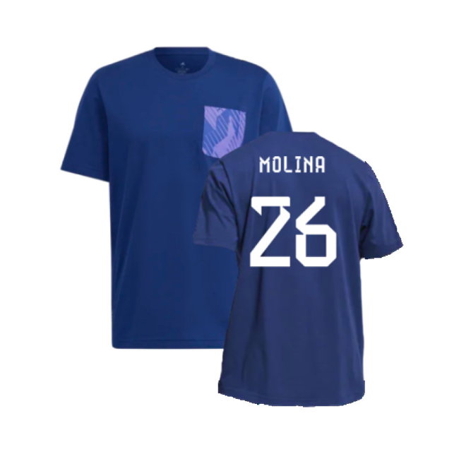 2022-2023 Argentina DNA Graphic Tee (Night Indigo) (MOLINA 26)-SoccerKits Hub | Buy Soccer Jerseys Online